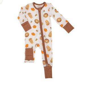NWT Angel Dear 2-way Zipper ROMPER 3-6M Pumpkin Spice Latte